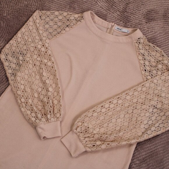 MIHOLL Women’s Long Sleeve Lace Casual Loose Blouses T Shirts Medium - Picture 8 of 13